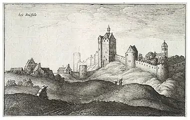 17th-century engraving of Brussels' second walls, by Wenceslas Hollar