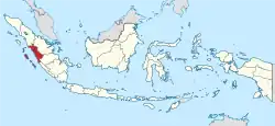 Location of West Sumatra (red) in Indonesia (beige).