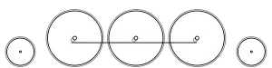 Diagram of a 2-6-2 wheel arrangement with a pony truck, three coupled driving axles, and another pony truck