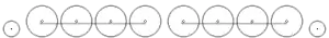 Diagram of one small leading wheel, eight large driving wheels in two foursomes with each foursome joined by coupling rods, and one small trailing wheel