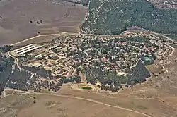 An aerial view of Megiddo from the east.