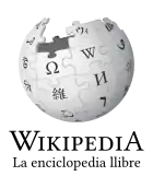 Wikipedia logo displaying the name "Wikipedia" and its slogan: "The Free Encyclopedia" below it, in Asturian