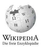 Wikipedia logo displaying the name "Wikipedia" and its slogan: "The Free Encyclopedia" below it, in German