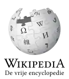 Wikipedia logo displaying the name "Wikipedia" and its slogan: "The Free Encyclopedia" below it, in Dutch