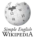 Wikipedia logo displaying the words "Simple English" in italics and the name "Wikipedia" below them, in English