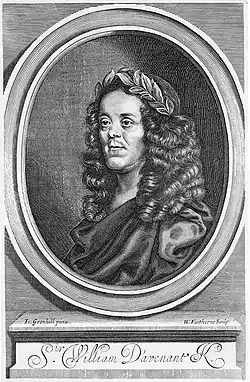 Title page engraving of Davenant from his collected works, after a portrait by John Greenhill