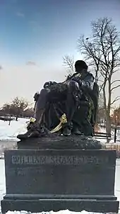 A statue of William Shakespeare in the Lincoln Park Conservatory's Grandmother's Garden, Chicago