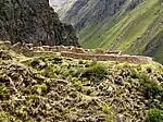 Willkaraqay ruins on hill above Patallacta