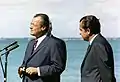 Chancellor Willy Brandt (left) with American President Richard Nixon (right.)  The two statesmen were champions of détente and trade with the Eastern Bloc.