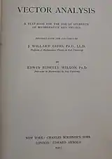 Title page to a 1907 copy of Vector Analysis