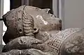 Swastikas on the vestments of the effigy of Bishop William Edington (d. 1366) in Winchester Cathedral