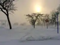 Winter weather displayed near Ludington Park in Escanaba.