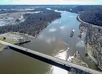 Wisconsin River north of Boscobel with US-61 bridge over river