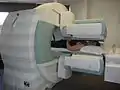 Person undergoing a bone scan on the skull