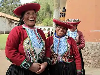 Local women at Umasbamba village, Chinchero District, Peru in 2012.