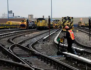 Various New York Subway work trains at Brooklyn's 38th Street Yard