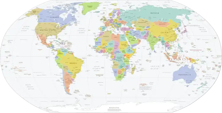 A simple political map of the world