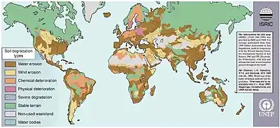 A world map showing the conditions of soil.