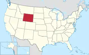 Map of the United States with Wyoming highlighted