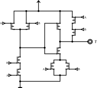 An XNOR-gate in CMOS using a NAND and an OR-AND-Invert gate