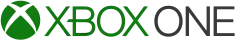 The Xbox One logo is a white shaded sphere with a green "X" on it followed by the green text "XBOX" and the gray text "ONE".