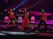 Xandee (center) during the Eurovision Song Contest 2004