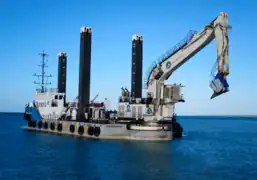 Xcentric Ripper XR120 is a large jackup leg backhoe dredger