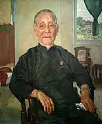 Portrait of Madam Cheng (1941)Size: 79.5 x 65 cmMedium: Oil on boardPainted by Xu in Ipoh, when Cheng was 92 who was the mother of Cheong Chee (1885-1954), a wealthy Chinese tin miner and philanthropist in Malaya.