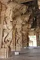 Yali pillars at Vittala temple at Hampi, Karnataka state, India