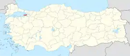 Location of the province within Turkey