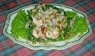 Yam phak krachet, a Thai salad made with cooked water mimosa