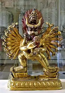 A Tibetan statue of Yamāntaka Vajrabhairava