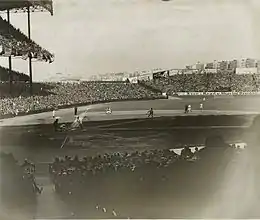 The Stadium during the 1927 season before the left field grandstand was extended