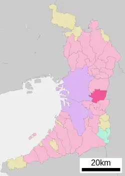 Location of Yao in Osaka Prefecture