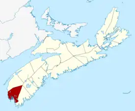 Location of Yarmouth County, Nova Scotia