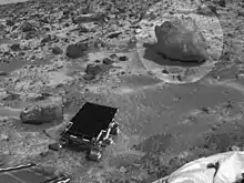 Yogi rock (circled) on Mars – near the Sojourner rover.