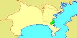 Map of Yokohama showing Kanazawa-ku highlighted