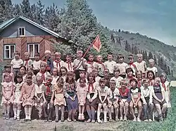 Young Pioneers in the former Kazakh SSR wearing red neckerchieves.