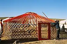 Roof construction in place with roof slopes