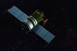 Circumlunar Zond spacecraft en route to the Moon. Artist's impression