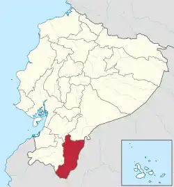 Location of Zamora Chinchipe in Ecuador