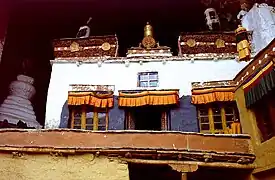 Building and chorten at the cave entrance, 1991