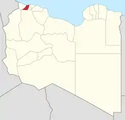 Map of Libya with Zawiya district highlighted