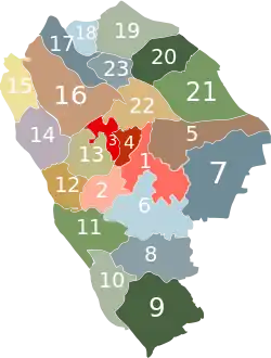 Guzhen is labeled '15' on this map of Zhongshan