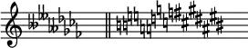 { \omit Score.TimeSignature { \omit Staff.KeyCancellation \set Staff.keyAlterations = #`((6 . ,DOUBLE-FLAT)(2 . ,DOUBLE-FLAT)(5 . ,DOUBLE-FLAT)(1 . ,FLAT)(4 . ,FLAT)(0 . ,FLAT)(3 . ,FLAT)) s^"" \bar "||" \omit Staff.KeyCancellation \set Staff.keyAlterations = #`((6 . ,NATURAL)(6 . ,NATURAL)(2 . ,NATURAL)(2 . ,NATURAL)(5 . ,NATURAL)(5 . ,NATURAL)(1 . ,NATURAL)(4 . ,NATURAL)(0 . ,NATURAL)(3 . ,NATURAL)(3 . ,SHARP)(0 . ,SHARP)(4 . ,SHARP)(1 . ,SHARP)(5 . ,SHARP)(2 . ,SHARP)(6 . ,SHARP)) s^""}}