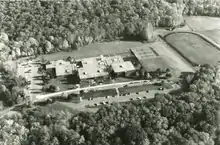 Aerial view of a school campus