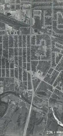 Aerial photograph of a semi-built up area showcasing Highbury Avenue