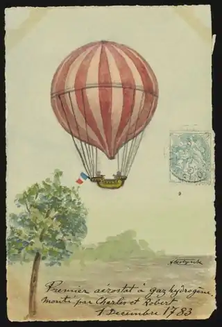 First flight of a gas air balloon on 1 December 1783