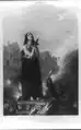 Joan of Arc, after rendering the most signal services to her Prince and people, is suffered to die a martyr in their cause".  C.W Wass {another version is 1849 engraving of the third panel from "The Penny Illustrated News" December 1, 1849 Vol 1, Issue 6 .p. 45"