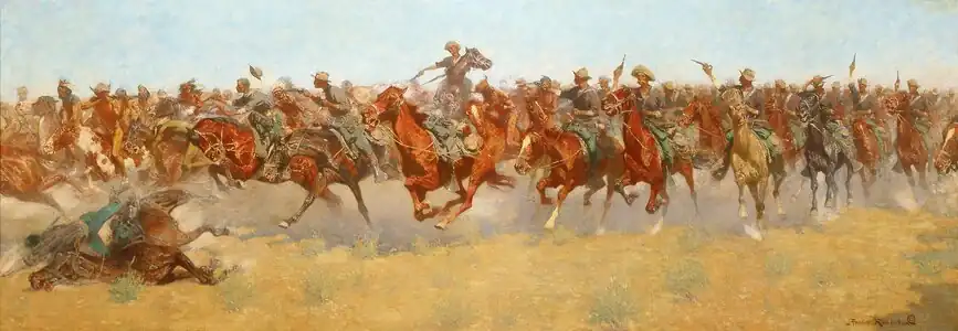 Frederic Remington, The Charge, 1906. At 49 by 137 inches, this was the artist's largest work.